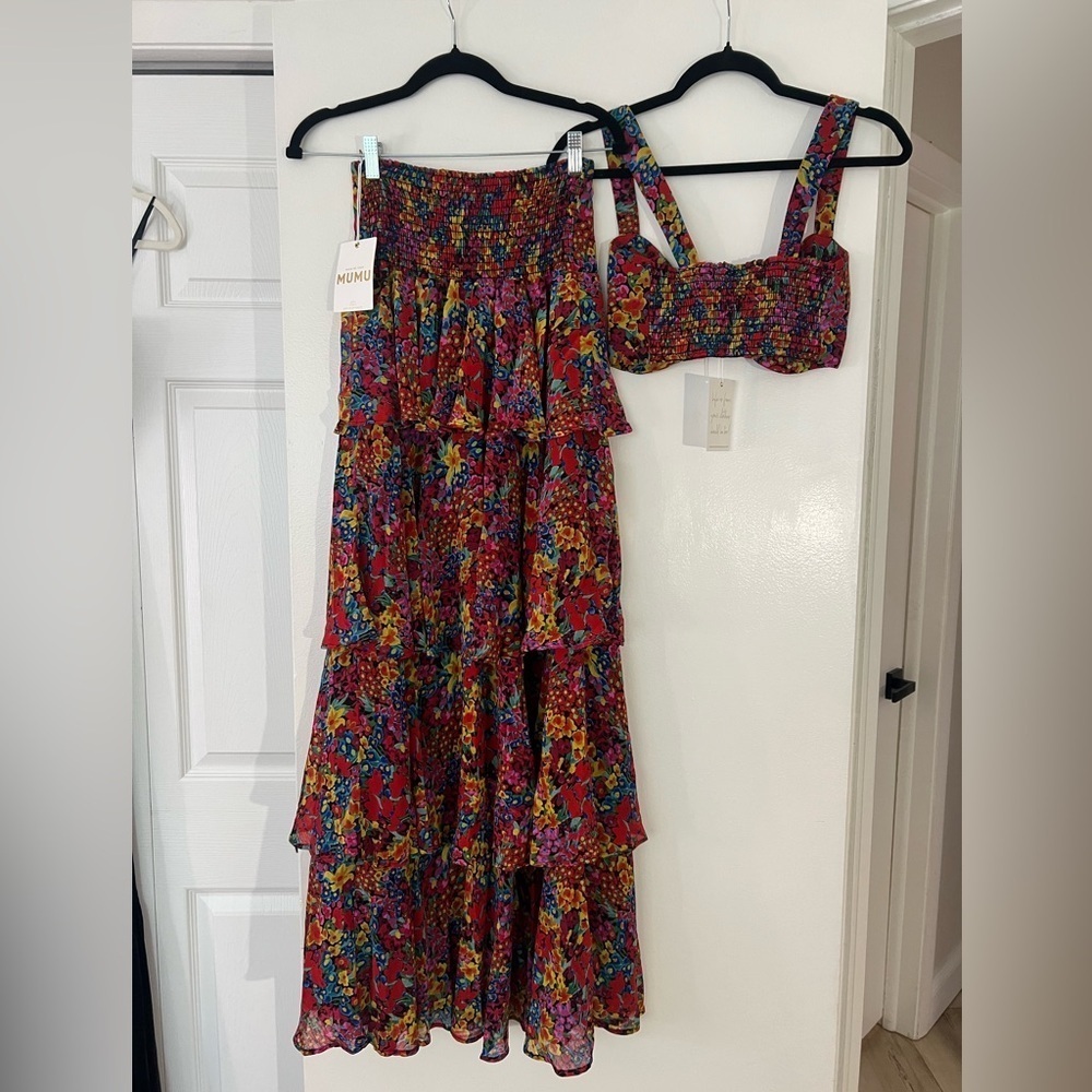 NWT Show Me Your MuMu SET Kaden Crop Top & Katrina Swing Skirt - Garden - XS - Picture 7 of 14